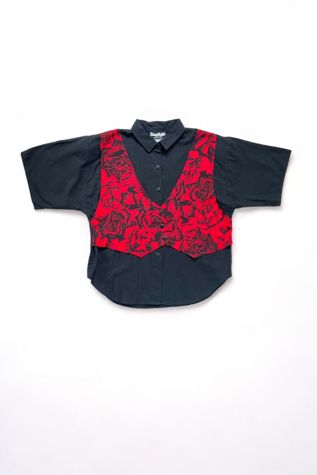 Vintage 80s All-In-One FLoral Vest Shirt Selected by MARMALADE
