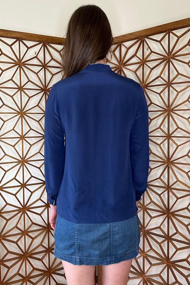 Vintage Navy Lace Collared Blouse Selected by Picky Jane #2