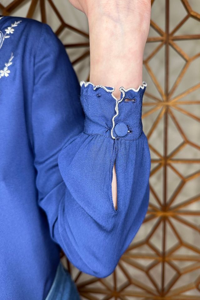 Vintage Navy Lace Collared Blouse Selected by Picky Jane #3