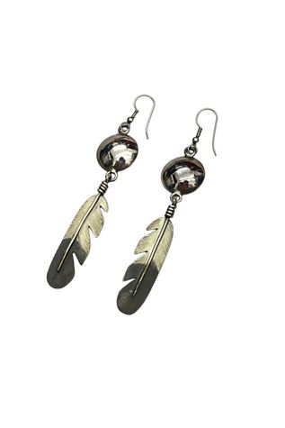 Vintage 1990 Silver Feather Earrings Selected by BusyLady Baca & The Goods