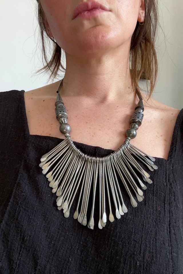 Vintage 1970s Silver Industrial Mesopotamic Necklace Selected by Cherry #1