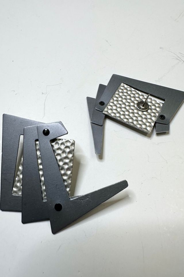 Vintage 1980s New Wave Graphite Stud Earrings Selected by Cherry #2