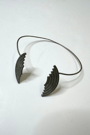 Vintage 1970s Pewter Silver Surrealist Choker Selected by Cherry
