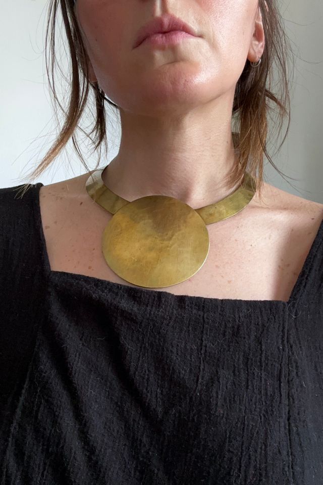 Vintage 1970s Sculptural Sun Brass Choker Selected by Cherry #1
