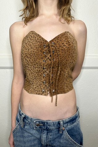 Vintage 1980s Suede Cheetah Bustier Selected by Cherry