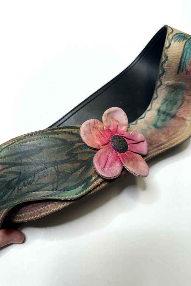 1980s Hand Painted Leather Belt Selected by Cherry #2