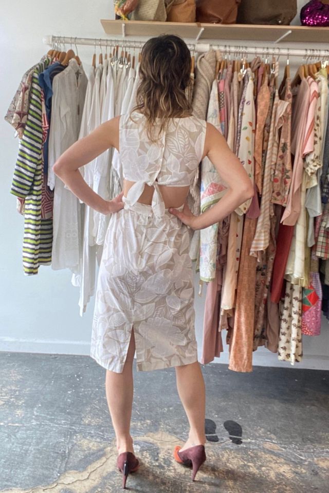 Vintage Bruce Wayne White and Tan Floral Dress Selected by The Curatorial Dept. #2