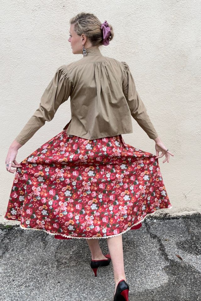 Vintage Bosch Red Floral Midi Skirt Selected by The Curatorial Dept. #2