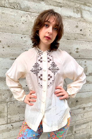 Vintage Embroidered Silk Blouse Selected by Nomad Vintage