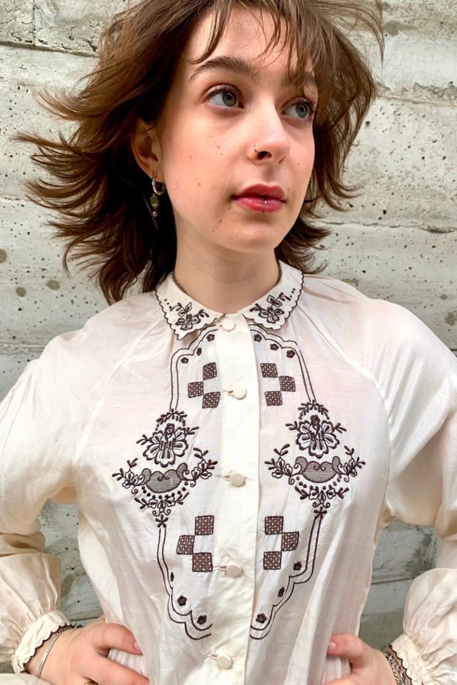 Vintage Embroidered Silk Blouse Selected by Nomad Vintage #1
