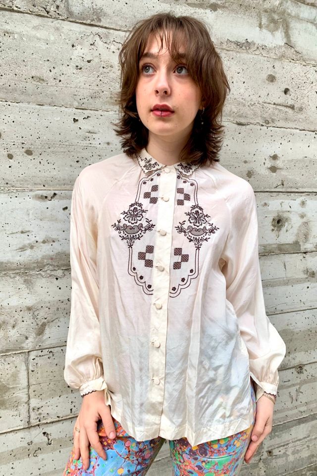 Vintage Embroidered Silk Blouse Selected by Nomad Vintage #3