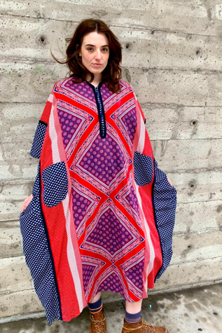 1960’s Red, White and Blue Print Caftan Selected by Nomad Vintage