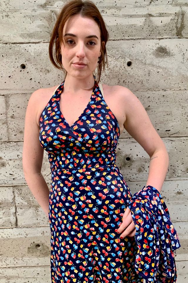 Vintage Floral Print Halter Dress & Matching Top Set Selected by Nomad Vintage #1