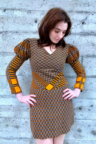 Vintage Woven Puff Sleeve Mini Dress Selected by Nomad Vintage
