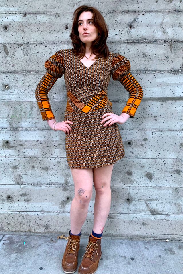 Vintage Woven Puff Sleeve Mini Dress Selected by Nomad Vintage #2
