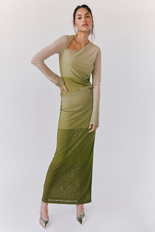 Saemdi Olive Mesh Maxi Dress