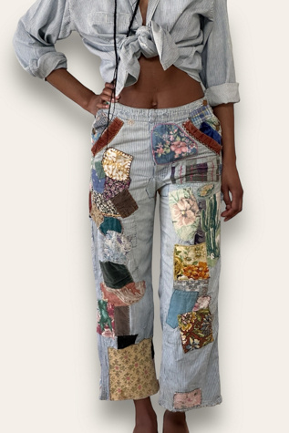 Vintage 1960's Original Hippie Patched Jeans Selected By Afterlife Boutique