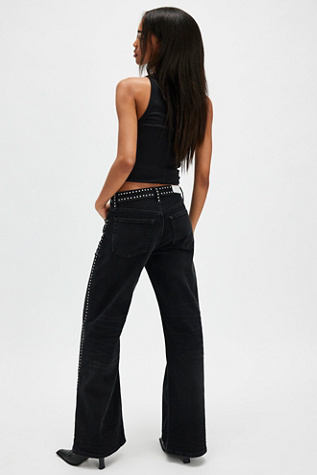 RE/DONE Studded Mid-Rise Wide-Leg Jeans