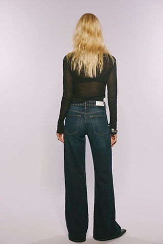 Женские джинсы RE/DONE Studded Mid-Rise Wide-Leg, цвет: Barely Worn — фото 2