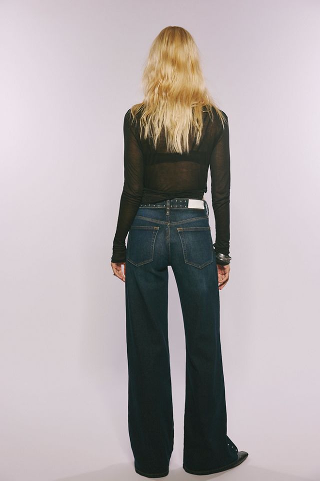 RE/DONE Studded Mid-Rise Wide-Leg Jeans #1