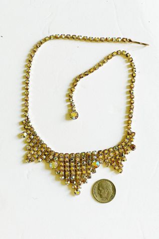 Vintage Rhinestone Goldtone Choker Necklace Selected by FernMercantile