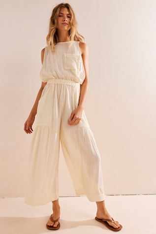 Ollie Jumpsuit by free-est at Free People in Seed Pearl, Size: Large