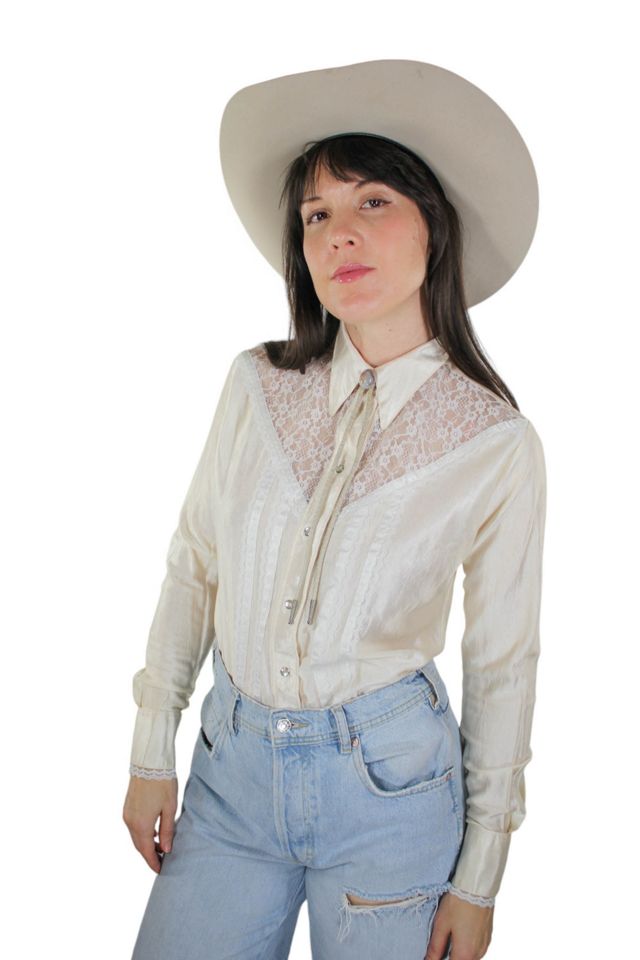 1970s Rare Rockmount Ranch Wear Satin Lace Button Down Selected By Moons + Junes Vintage #1