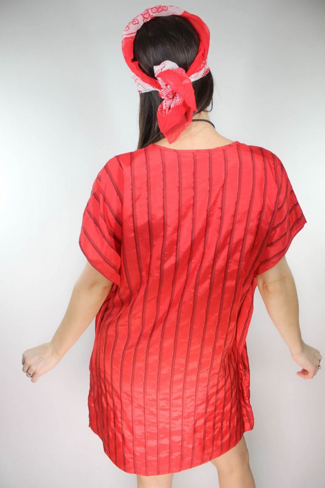 Vintage Red Striped Tunic Midi  Dress Selected By Moons + Junes Vintage #1