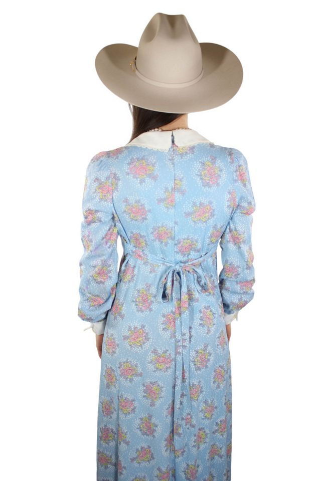 1970s Baby Blue Floral Prairie Maxi Dress Selected By Moons + Junes Vintage #2