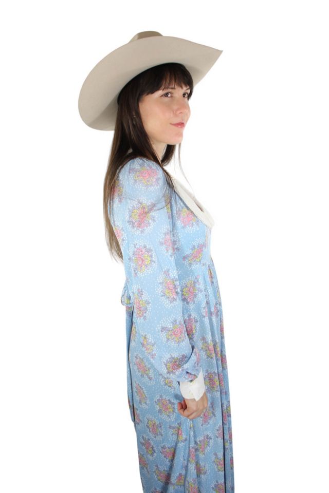 1970s Baby Blue Floral Prairie Maxi Dress Selected By Moons + Junes Vintage #3
