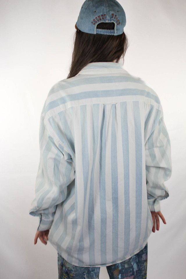 Vintage Looney Tunes Embroidered Pinstripe Denim Button Down Selected By Moons + Junes Vintage #3