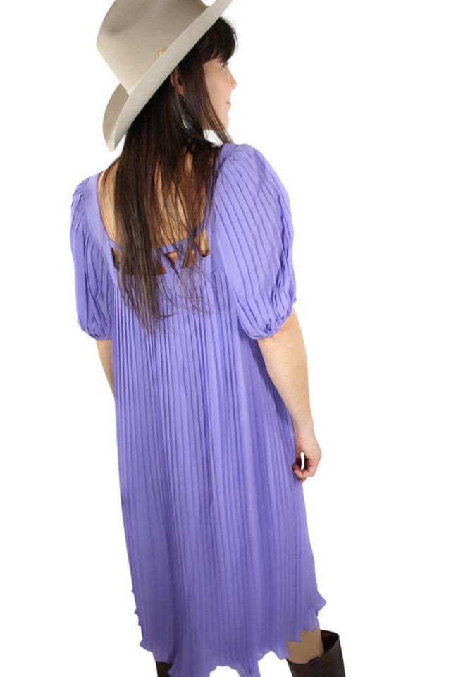 1970s Lavender Pleated Flowy Midi Selected By Moons + Junes Vintage #3