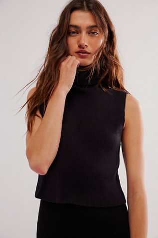 Sleeveless Rib Turtleneck Top at Free People in Black, Size: XL