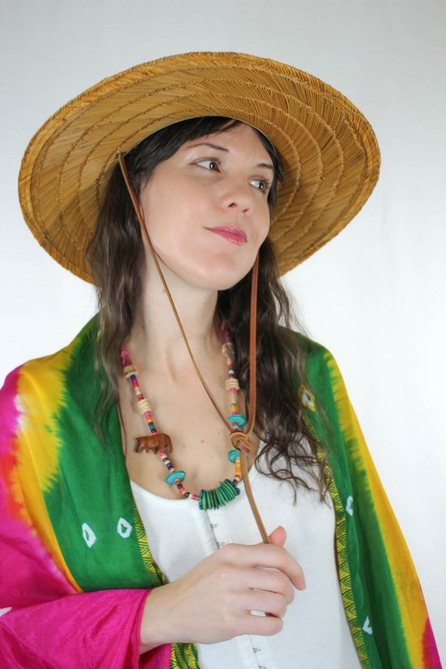 Vintage Tropical Folk Art Wood Beaded Necklace Selected By Moons + Junes Vintage #3