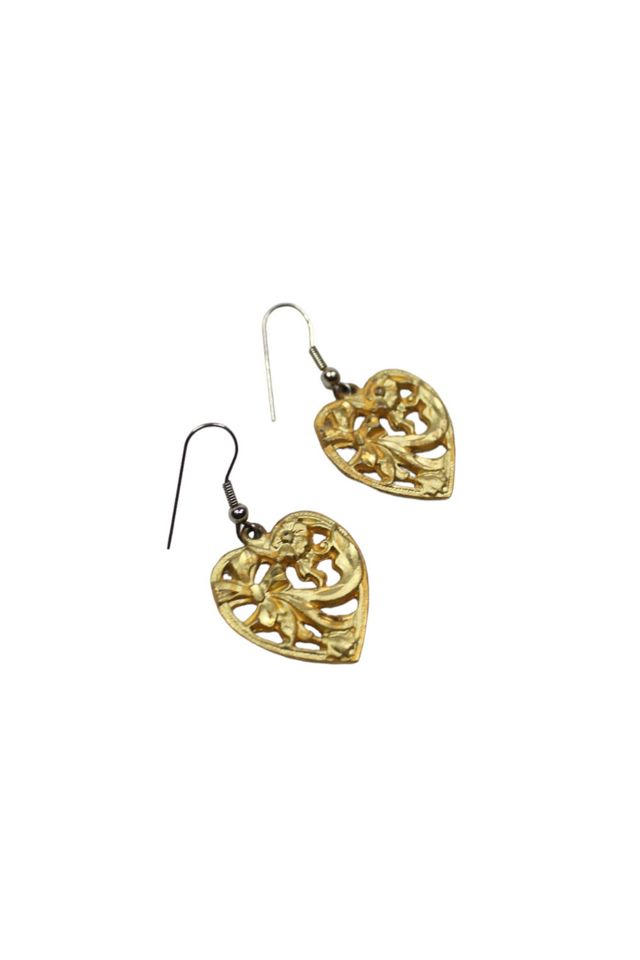 1980s Golden Heart Dangle Earrings Selected By Moons + Junes Vintage #2
