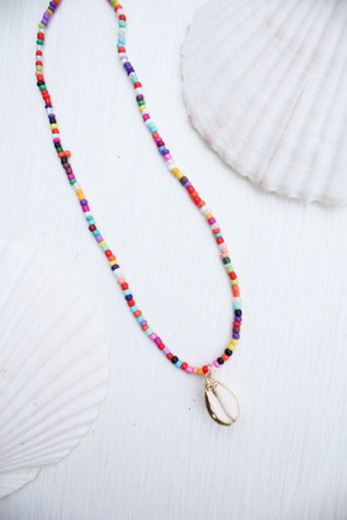 Vintage Hawaiian Rainbow Cowrie Shell Necklace Selected By Moons + Junes Vintage
