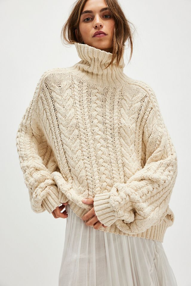 High quality Free People Mixed Knit Turtleneck Sweater