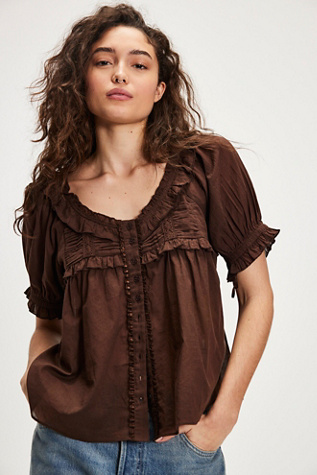 Sweet Nothings Blouse At Free People In Chocolate Torte, Size: XL