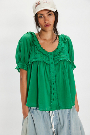 Sweet Nothings Blouse by Free People in Green, Size: XS