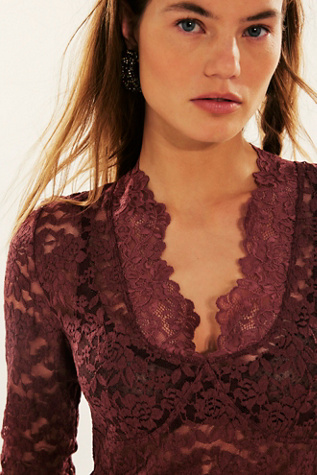 All Day Lace Long Sleeve by Intimately at Free People in Pink, Size: S