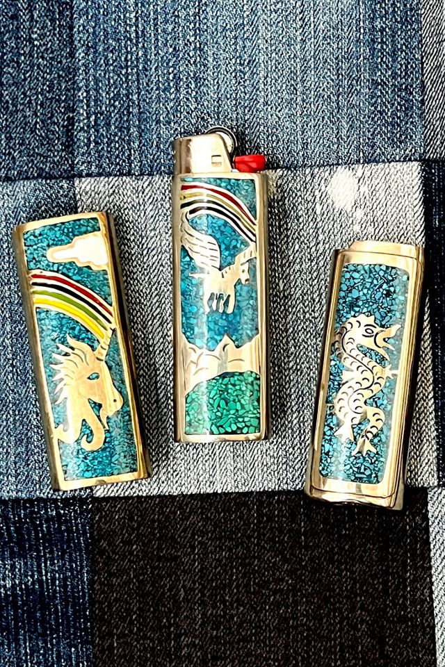 Vintage Alpaca Silver, Shell and Ground Turq Lighter Cover Selected by Anna Corinna #1