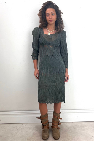 Vintage Hand Knit Peacock Dress Selected by Anna Corinna