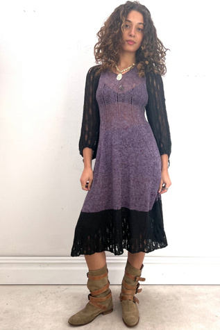 Vintage Hand Knit Noir Plum Dress Selected by Anna Corinna