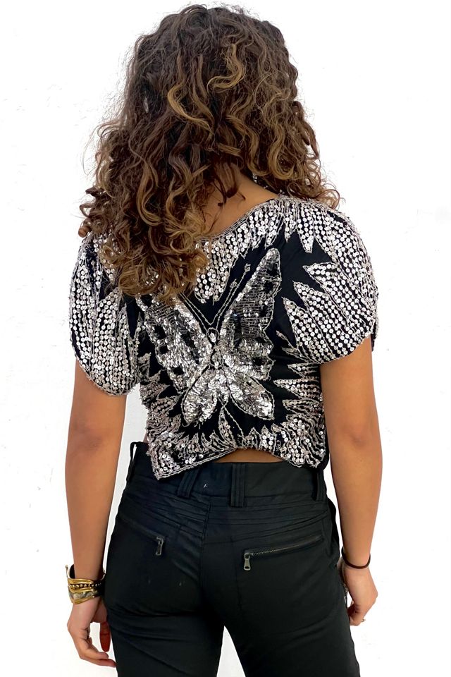 Vintage Sequin Butterfly Top Selected by Anna Corinna #1