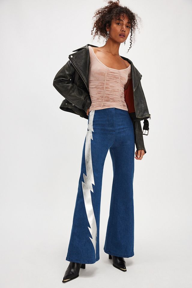 Free people high rise straight flare fashion jeans