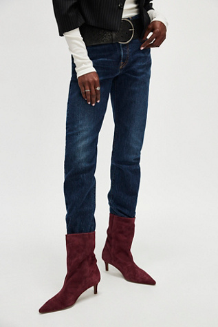 At Last Kitten Heel Boots By Seychelles At Free People In Mahogany Suede, Size: US 8.5