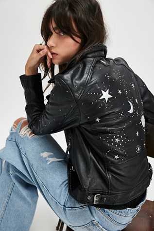 Noelia Moto Jacket by Mauritius Leather at Free People in Black, Size: US 12