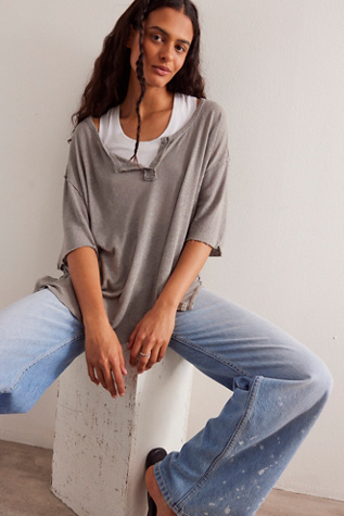 We The Free Like Butter Tee at Free People in Grey, Size: M