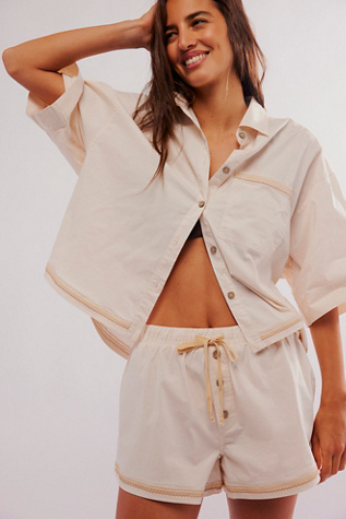 Take Me Home PJ Co-Ord by Intimately at Free People in Ivory Combo, Size: XS