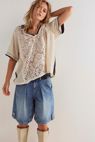 We The Free Feeling Sporty Lace Tee at Free People in Ivory As Mock, Size: XL